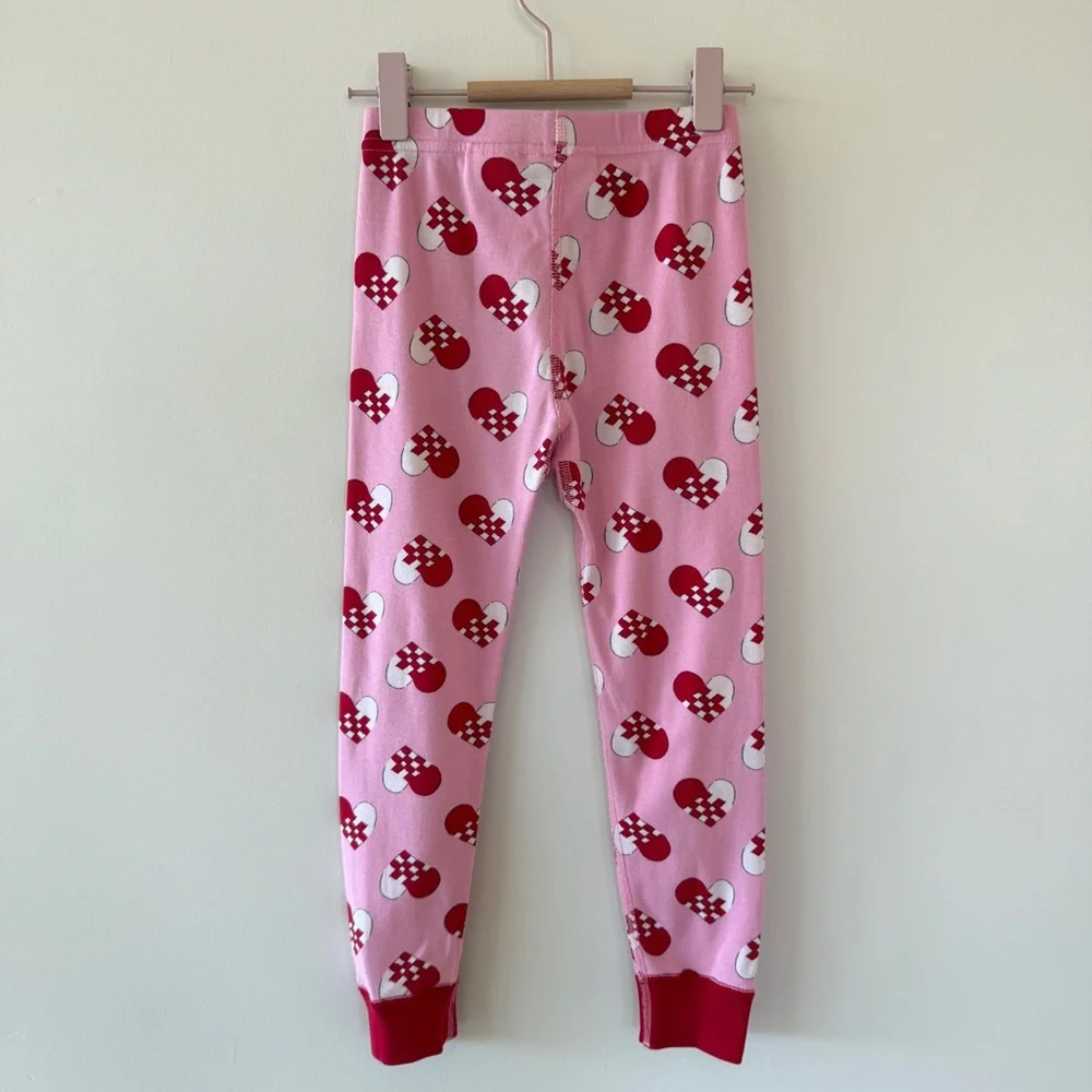 Hanna Andersson Valentine Hearts Long Johns Pajama Set Pink Red 4T